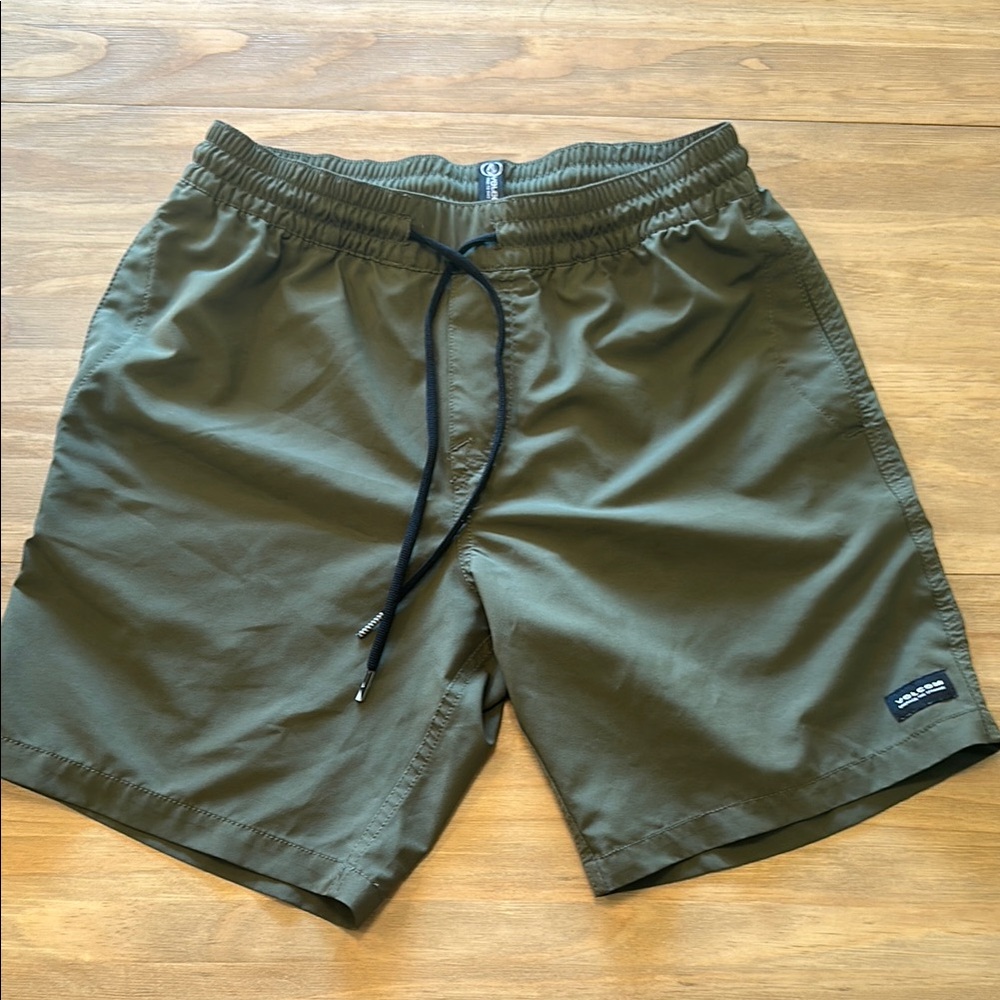 Volcom Forest Green Elastic Waist Shorts